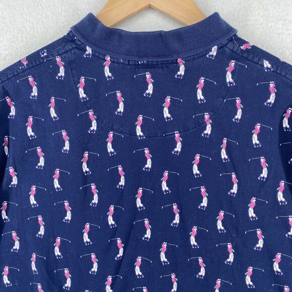 POLO RALPH LAUREN Shirt Men L Golf Polo All Over Print Golfer Cotton Jersey Blue - Picture 5 of 15